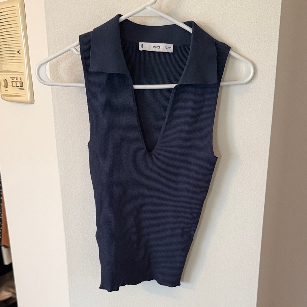Mango Dark Blue V-Neck Tank Top